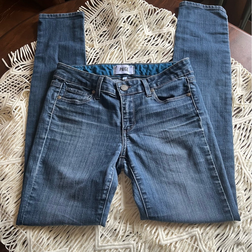 Paige 27 Low Rise Jenna Skyline Skinny Med Wash School College Denim Jeans